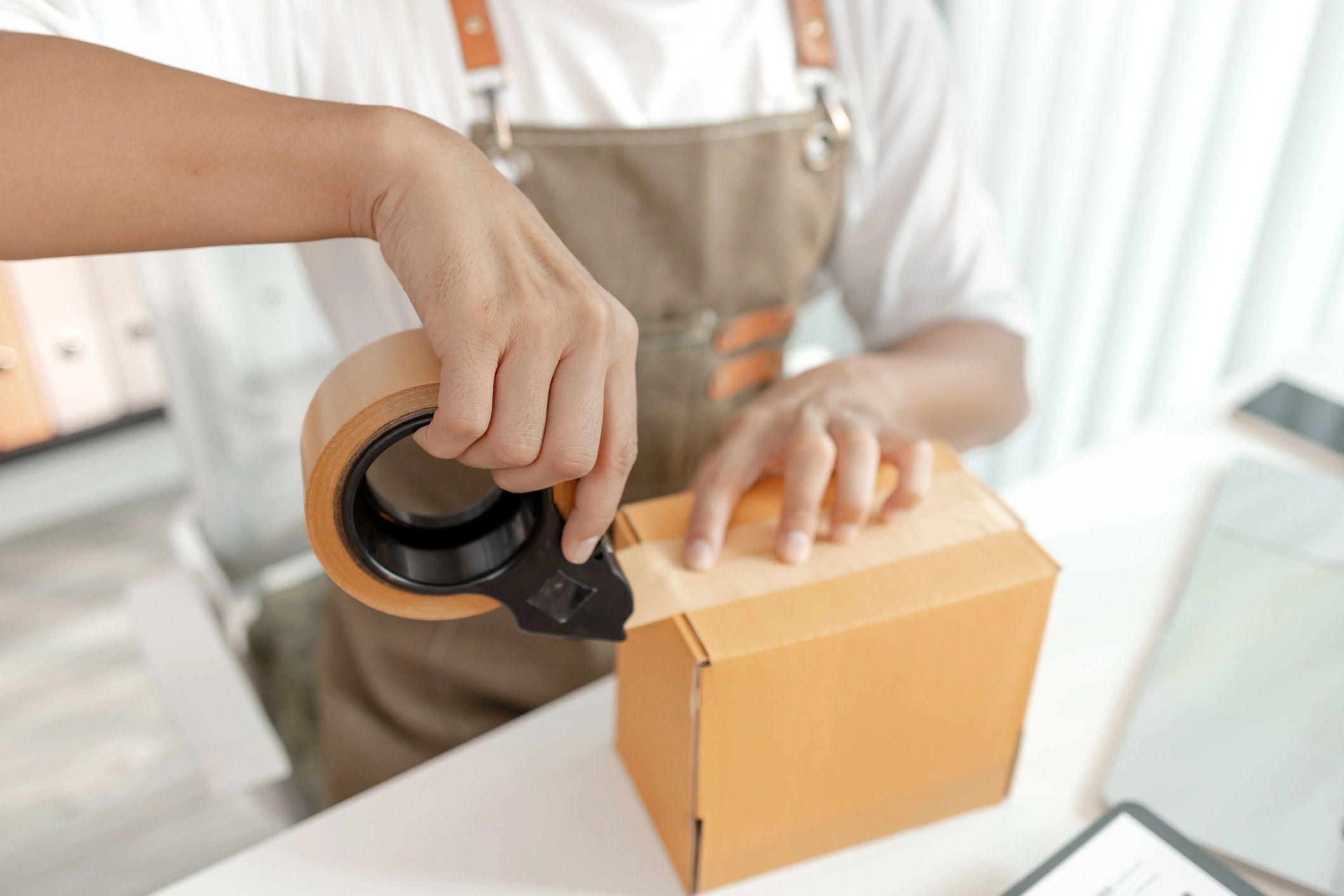 Small business owner preparing customer orders