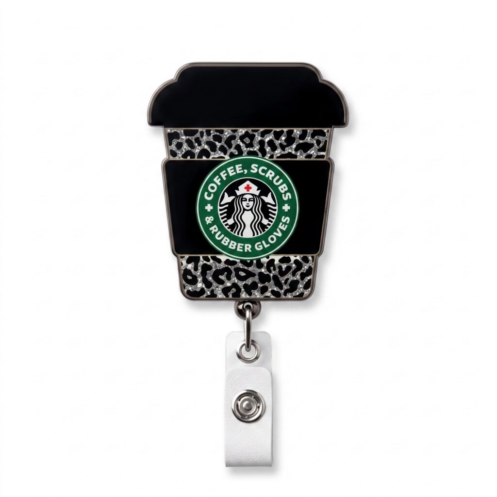 COFFEE  SCRUBS AND RUBBER GLOVES BADGES
