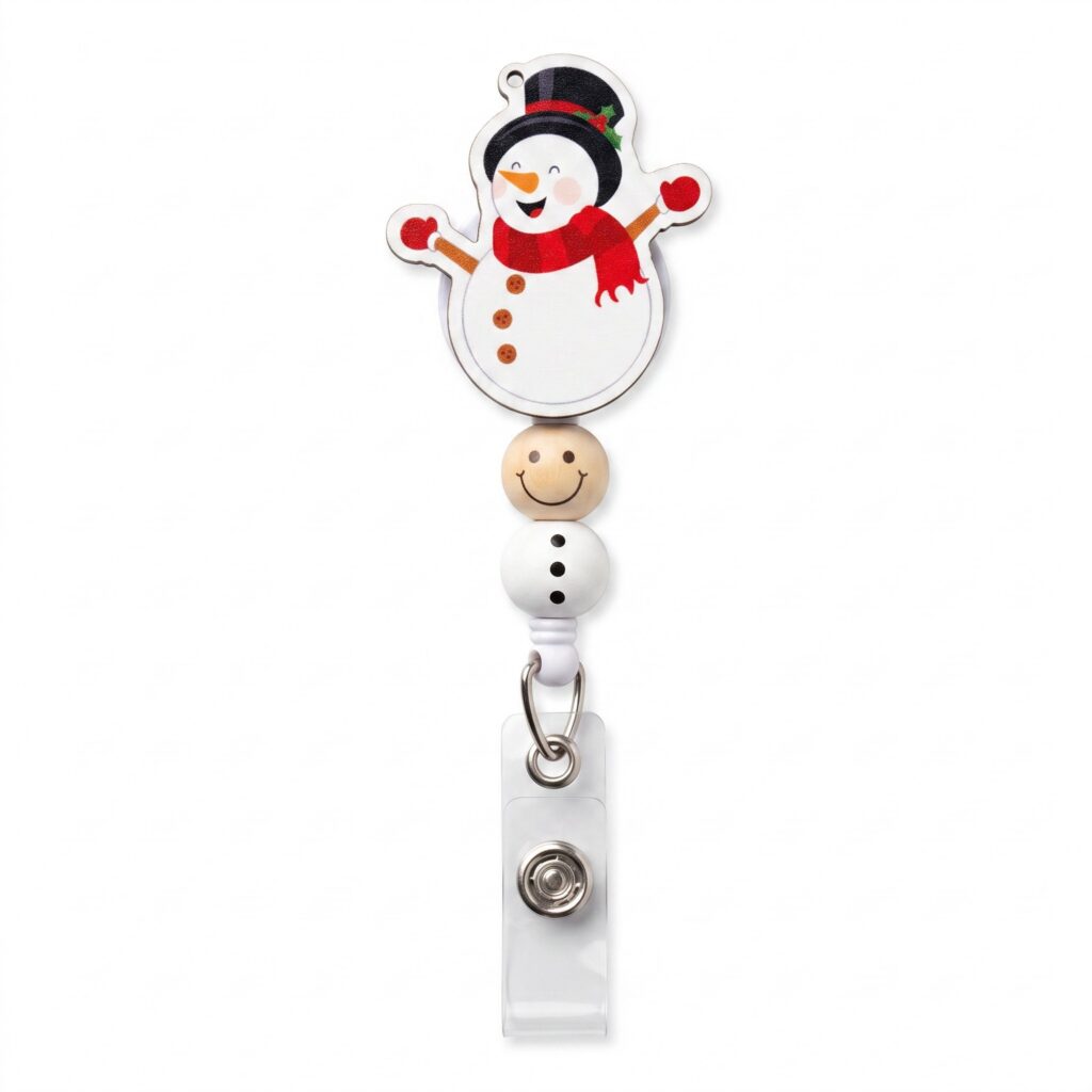 WOODEN SNOWMAN BADGE