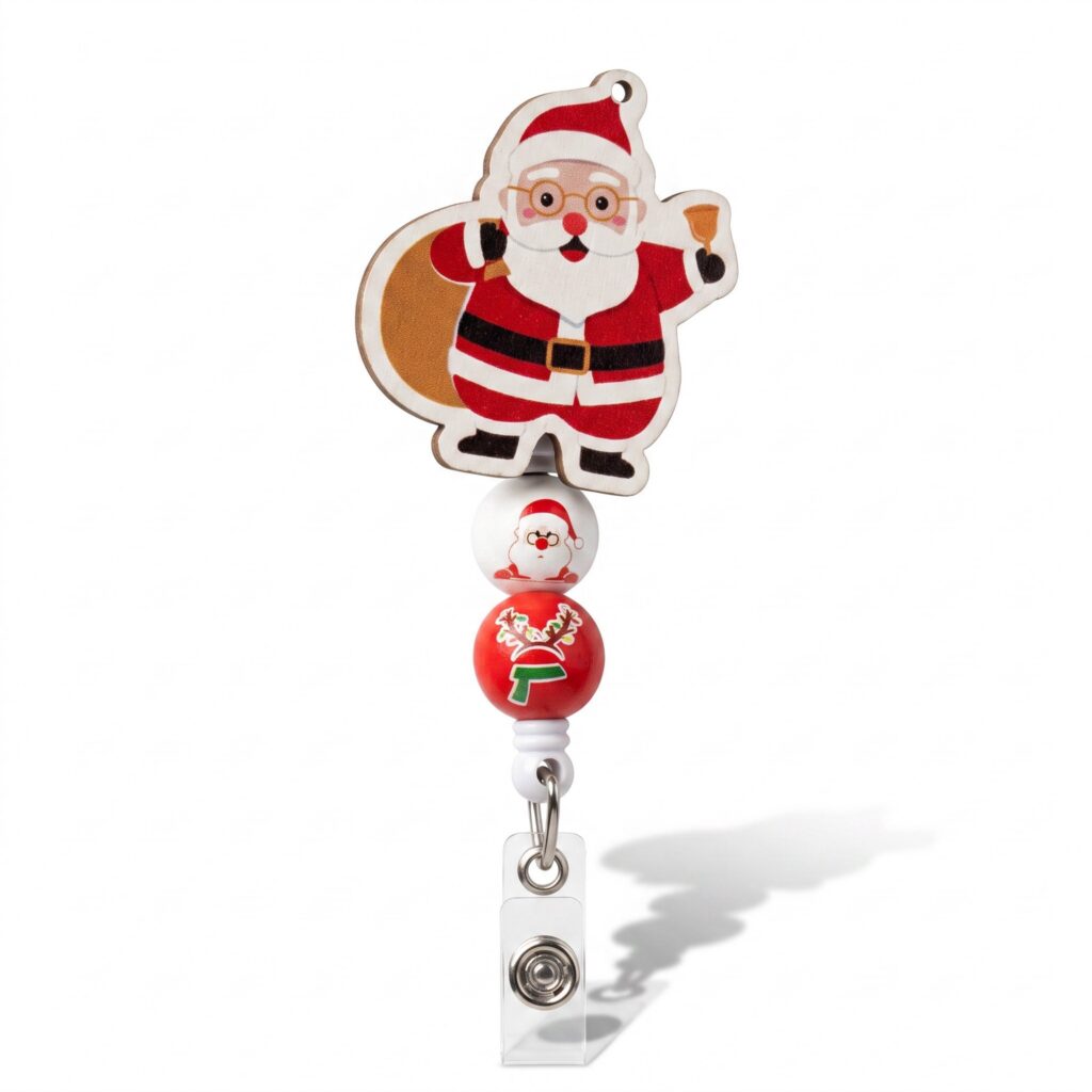 WOODEN STANTA  CLAUS BADGES